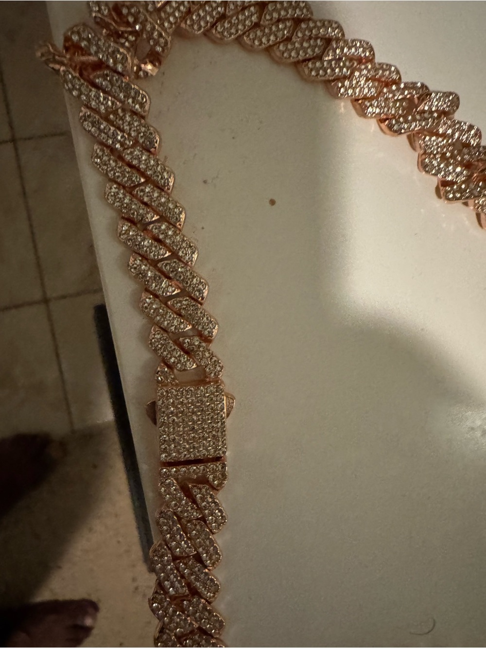 Rose Gold Pave Cuban Link Bracelet - Mens Jewelry